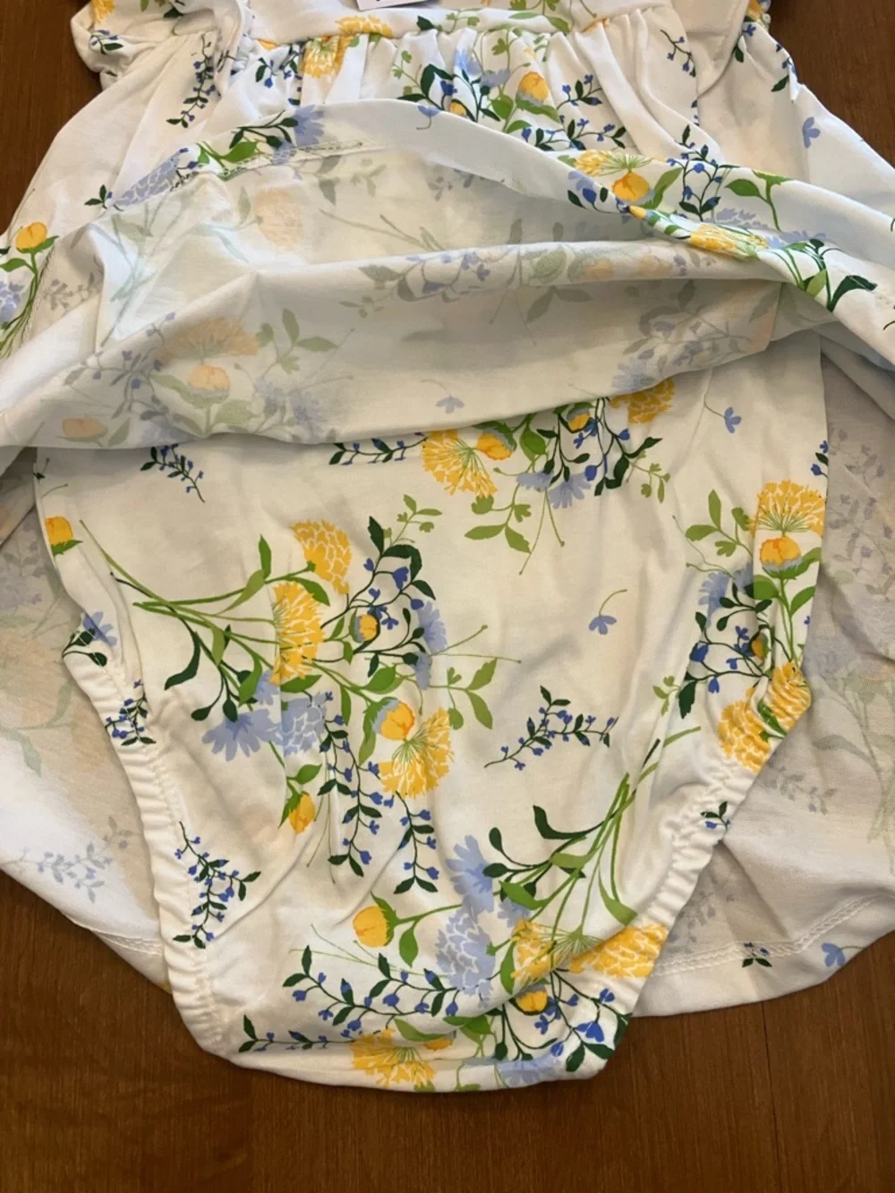 Floral Baby Dress with Yellow & Blue Blooms, Ruffles - Picture 7 of 8